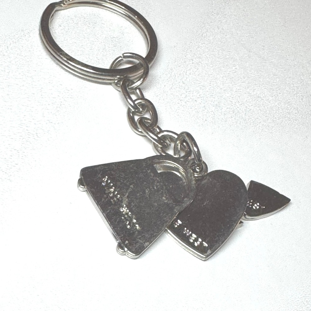 Nine West Keychain Silver Purse Heart Plane Charm‎ Key Ring Y2K Style